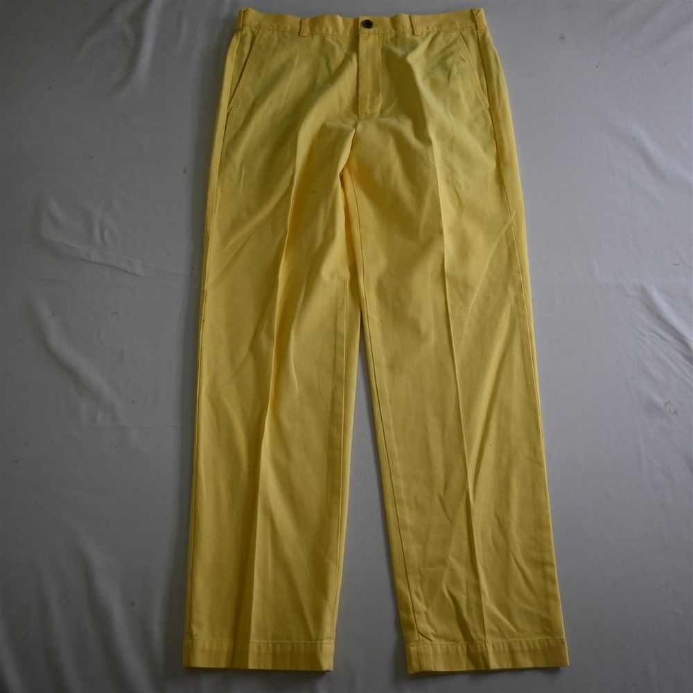Brooks Brothers 34x32 Yellow 100% Cotton Flat Front 346 Mens Chino Pants - Picture 1 of 9